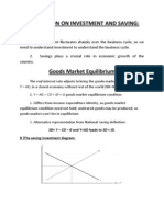 Introduction On Investment and Saving:: Y AD, in A Closed Economy Without Rest of The World (NX NFP 0)