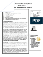 Union Pleasant Elementary School 2012-2013 Student Supply List For Grade 1