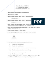 List of Practicals - CSHP101 S/W Lab Based On CSHT 101 Programming Fundamentals - C++