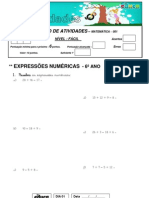 001 Bloco de Atividades 001 - 5º Ano - Expressões Numericas