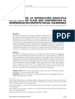 Elementos de La Interacción Didáctica en La Sala de Clase Que Contribuyen Al Aprendizaje en Contexto Social Vulnerable