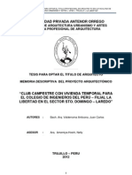 FAUA UPAO Memo Tesis: Club Campestre + Vivienda Temporal CIPLL