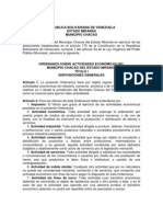 Ordenanza Actividades Económicas Chacao