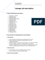 Marketing Manager Job Description