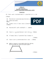 Class: X Mathematics Chapter: Trigonometry Questions: Questions Based On "High Order Thinking Skills" HOTS