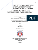 Mba-Finance Project (A STUDY ON INVESTORS ATTITUDE AND KNOWLEDGE TOWARDS INVESTMENT OPTIONS AVAILABEL IN INDIA - WITH SPECIAL REFERENCE TO UAE BASED NRIs)