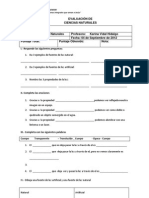 EVALUACIÓN DE Ciencias Naturales