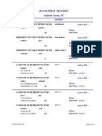 2012 General Election Guilford County, NC: President of The United States