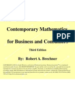 Contemporary Mathematics For Business and Consumers: By: Robert A. Brechner