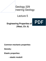 Geology 229 Engineering Geology: Engineering Properties of Rocks (West, Ch. 6)