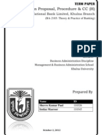 Cash Credit (H), Loan Procedure Over National Bank Limited, Khulna Branch