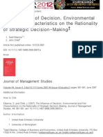 The Influence of Decision, Environmental and Firm Characteristics On The Rationality of Strategic Decision-Making - Elbanna - 2007 - Journal of Management Studies - Wiley Online Library