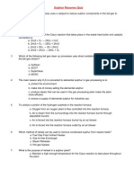 Sulphur Recovery Quiz