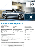 BMW ActiveHybrid 5 Specs Sheet