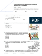 PROVA DE MATEMATICA - 7° Ano - 3B