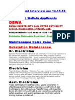 Dewa+List 2 Substation+Distribution+Project+Requirements+List+for+ +Foremen+&+Technicians+