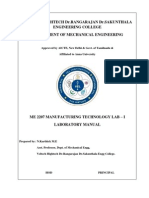 Me2207 Manufacturing Technology I Lab Manual