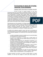 Comunicado de Prensa en Apoyo A La Huelga General