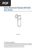 Nokia Bluetooth Headset BH-803 User Guide: Issue 1 EN