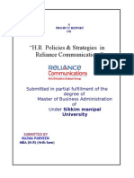 H.R Policies & Strategies in Reliance Communications