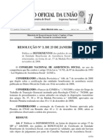 Resolução CNAS N.º 3, de 23 de Janeiro de 2009