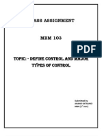 Class Assignment: Topic: - Define Control and Major Types of Control