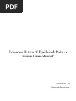 O Equilíbrio de Poder e A Primeira Guerra Mundial (Fichamento)