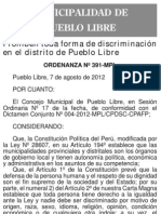 Ordenanza Contra La Discriminación de Pueblo Libre