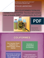 Recuento de Coliformes Totales y Termotolerantes E COLI