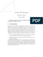 Lecture VIII: Learning: Markus M. M Obius March 6, 2003