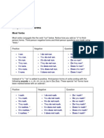 Simple Present Forms: Most Verbs