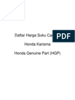 Harga Suku Cadang Honda Karisma