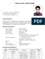 Resume of Md. Sayeed Iqbal