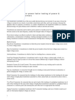 Power Factor Testing of Power Distribution Transformers