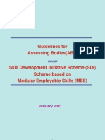 Guidelines For Assessing Bodies (ABs) Under Skill Development Initiative Scheme (SDI) Scheme Based On Modular Employable Skills (MES)