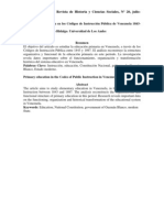 La Educación Primaria en Los Códigos de Instrucción Pública de Venezuela 1843 - 1897