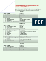 Physics: CORE SYLLABUS For National Eligibility-Cum-Entrance Test (NEET) For Admission To MBBS/BDS Courses