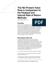 NPV Rule in Comparison To Payback and IRR Methods