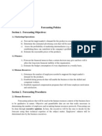 Forecasting Policies Section 1. Forecasting Objectives:: 1.1 Marketing/Operations