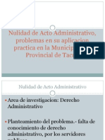 Nulidad de Acto Administrativo, Problemas en Su