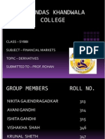 Nagindas Khandwala College: Class - Sybbi Subject - Financial Markets Topic - Derivatives Submitted To - Prof. Rohan