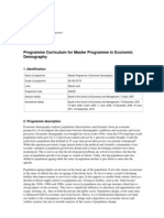 Programme Curriculum For Master Programme in Economic Demography