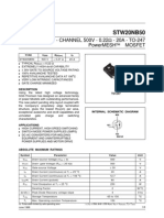 N - Channel 500V - 0.22 - 20A - To-247 Powermesh Mosfet: Stw20Nb50