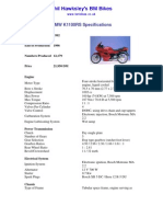 BMW K1100RS Specifications: Start of Production 1992