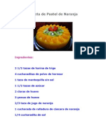 Receta de Pastel de Naranja