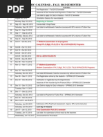 Academic Calendar Fall 2012 Semester