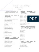 1a Lista de Exercícios de Lógica Matemática