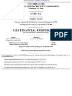 C & F FINANCIAL CORP 8-K (Events or Changes Between Quarterly Reports) 2009-02-20