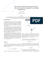 An Approximation of The Acceleration of Gravity Using Experimental Methods With Period, Amplitude, and Length Dependencies