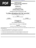 Vanda Pharmaceuticals Inc. 8-K (Events or Changes Between Quarterly Reports) 2009-02-23